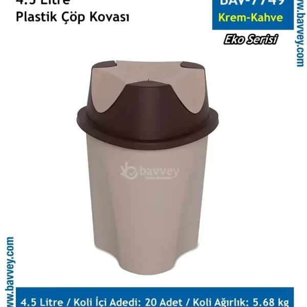 4.5 Litre Plastik Pratik Kapaklı Çöp Kovası