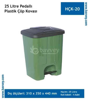 25 Litre Plastik Pedallı Çöp Kovası