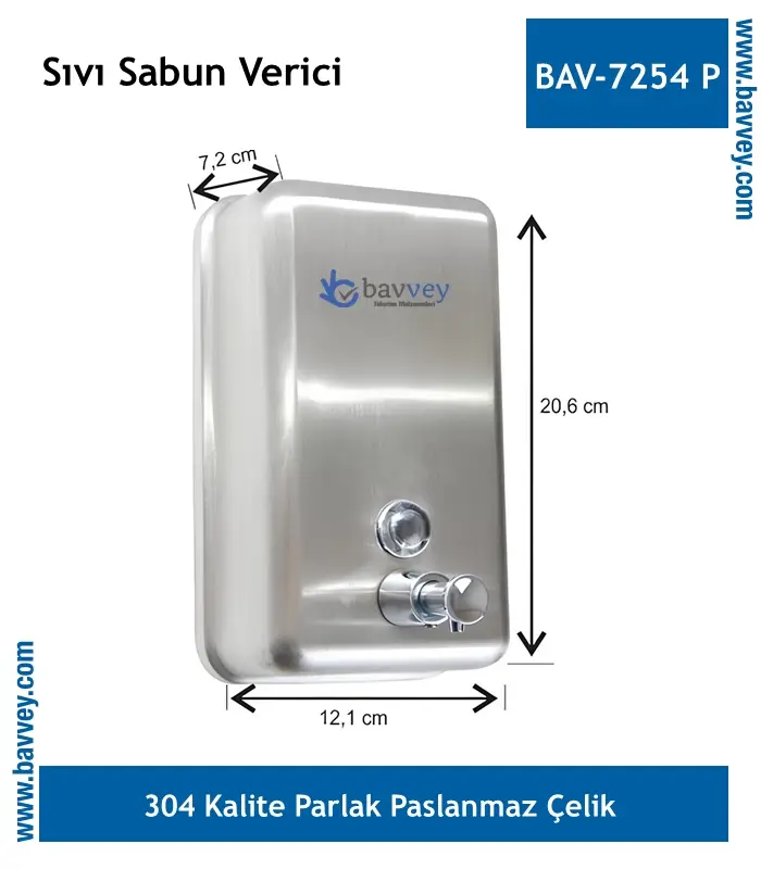 Butonlu Paslanmaz Sıvı Sabun Verici (BAV-7254P)
