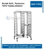 Bardak Raflı Paslanmaz Tepsi Taşıma Arabası 30'lu