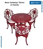 Döküm 3 Kişilik Masa Sandalye Takımı