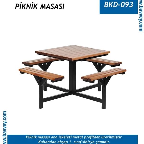 Metal Ayaklı Ahşap Piknik Masası - BKD 093