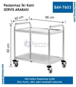 2 Raflı Yemek Servis Arabası Paslanmaz