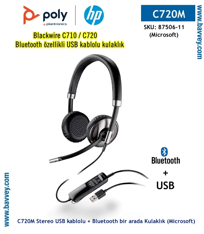 Poly Blackwire C720M USB + Bluetooth Kulaklık
