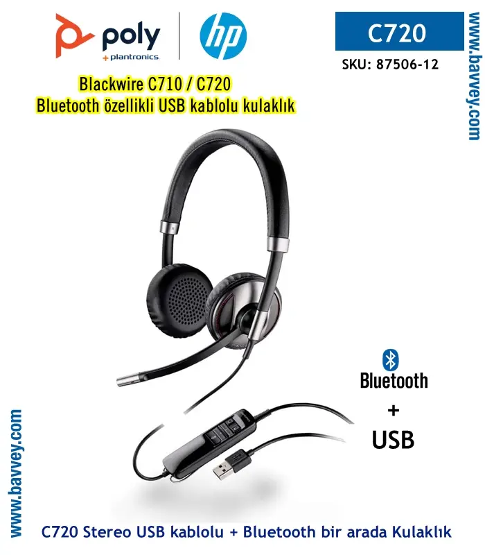 Poly Blackwire 720 USB + Bluetooth Kulaklık