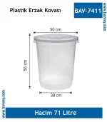 Kapaklı 71 Litre Yuvarlak gıda Saklama Kabı