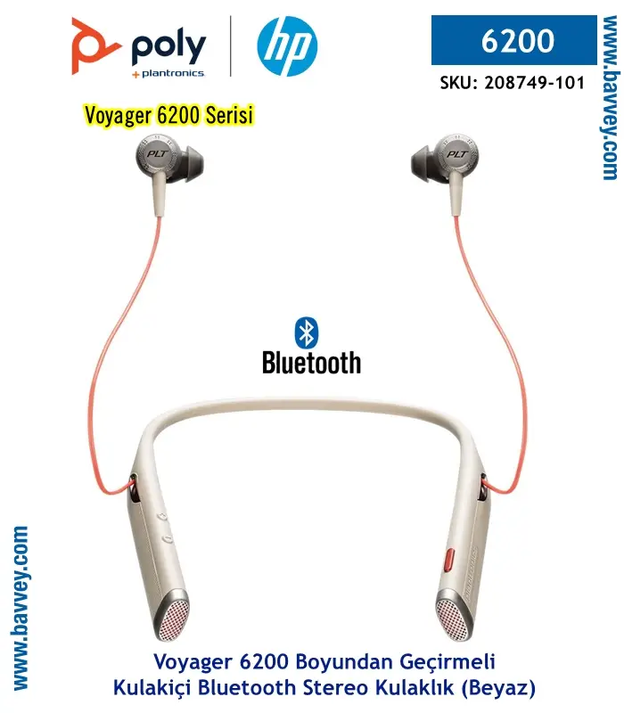 Poly Voyager 6200 UC Beyaz ANC Bluetooth Kulaklık